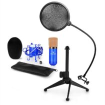 CM001BG mikrofónová sada V2 - kondenzátorový mikrofón, mikrofónový stojan, pop filter, modrá farba