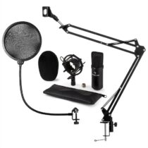 CM001B mikrofónová sada V4, čierna, kondenzátorový mikrofón, mikrofónové rameno, pop filter