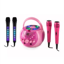 SingSing ružová + Dazzl Mic Set karaoke zariadenie, mikrofón, LED osvetlenie