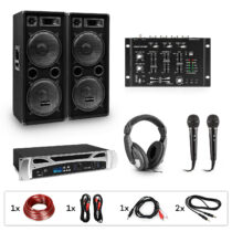 eStar Block-Party II DJ systém + PA zosilňovač + DJ mixér + subwoofery + slúchadlá